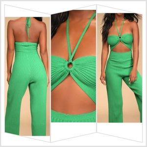 Lulus green ribbed cut out jumper